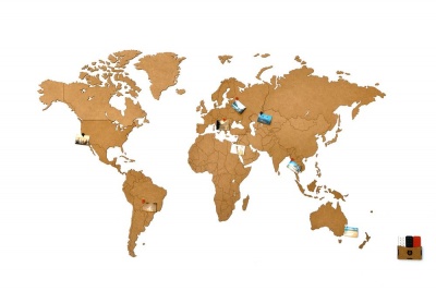 PS2008239 Деревянная карта мира World Map Wall Decoration Large, коричневая