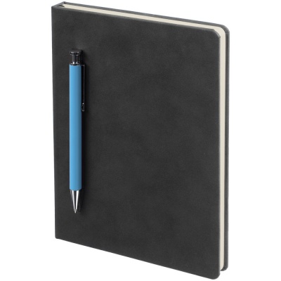 PS2203156334 Контекст. Ежедневник Magnet с ручкой, черный с голубым