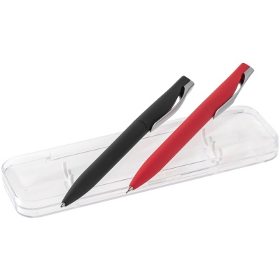 PS2102082994 Open. Набор Pin Soft Touch: ручка и карандаш, черный с красным
