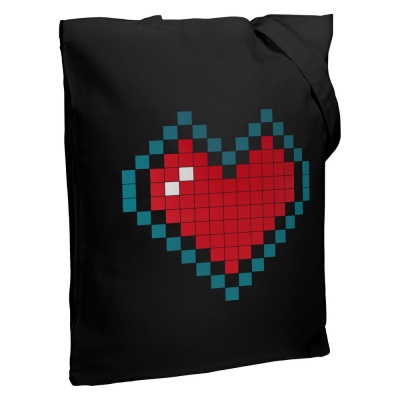 PS2102087827 CoolColor. Холщовая сумка Pixel Heart, черная