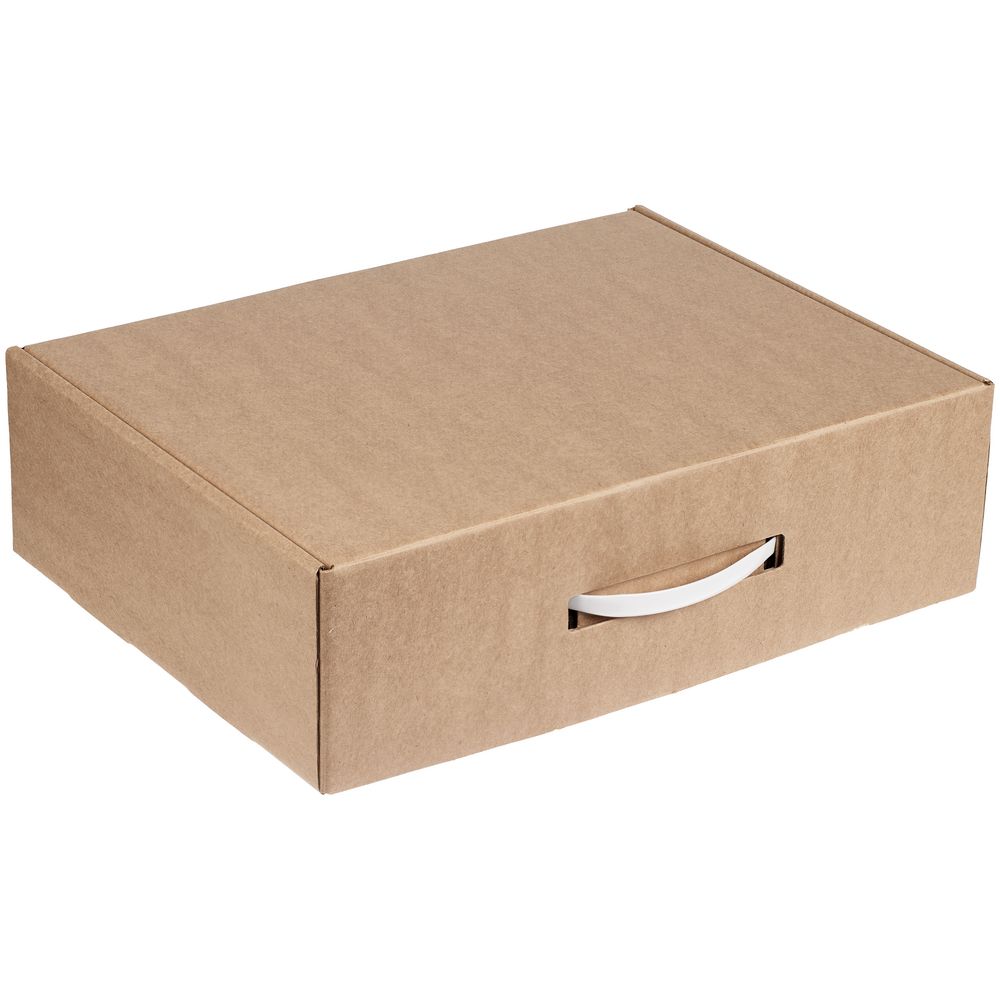 PS2408239694 сделано в России. Коробка самосборная Light Case, крафт, с белой ручкой