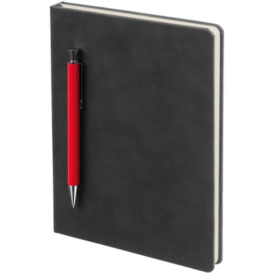 PS2203156339 Контекст. Ежедневник Magnet с ручкой, черный с красным