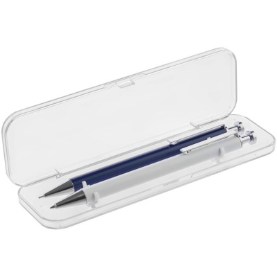 PS2102088505 Open. Набор Attribute: ручка и карандаш, белый с синим