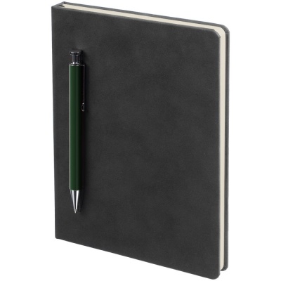 PS2203156341 Контекст. Ежедневник Magnet с ручкой, черный с зеленым