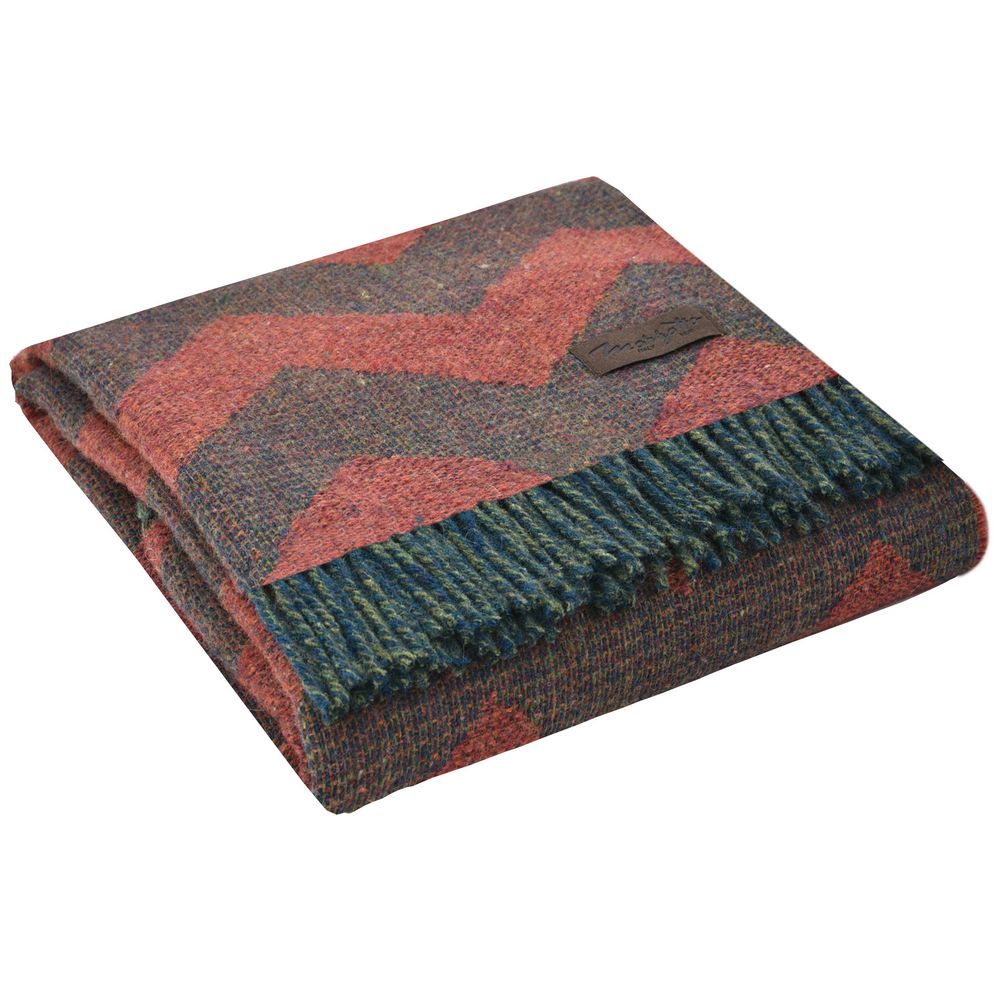 PS2408239861 Marzotto. Плед Zig Zag, красный с коричневым