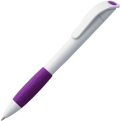 PS1701024405 Open. Ручка шариковая Grip, белая с фиолетовым