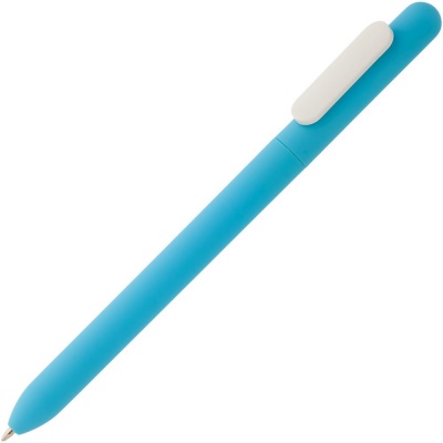 PS2005396 Open. Ручка шариковая Slider Soft Touch, голубая с белым