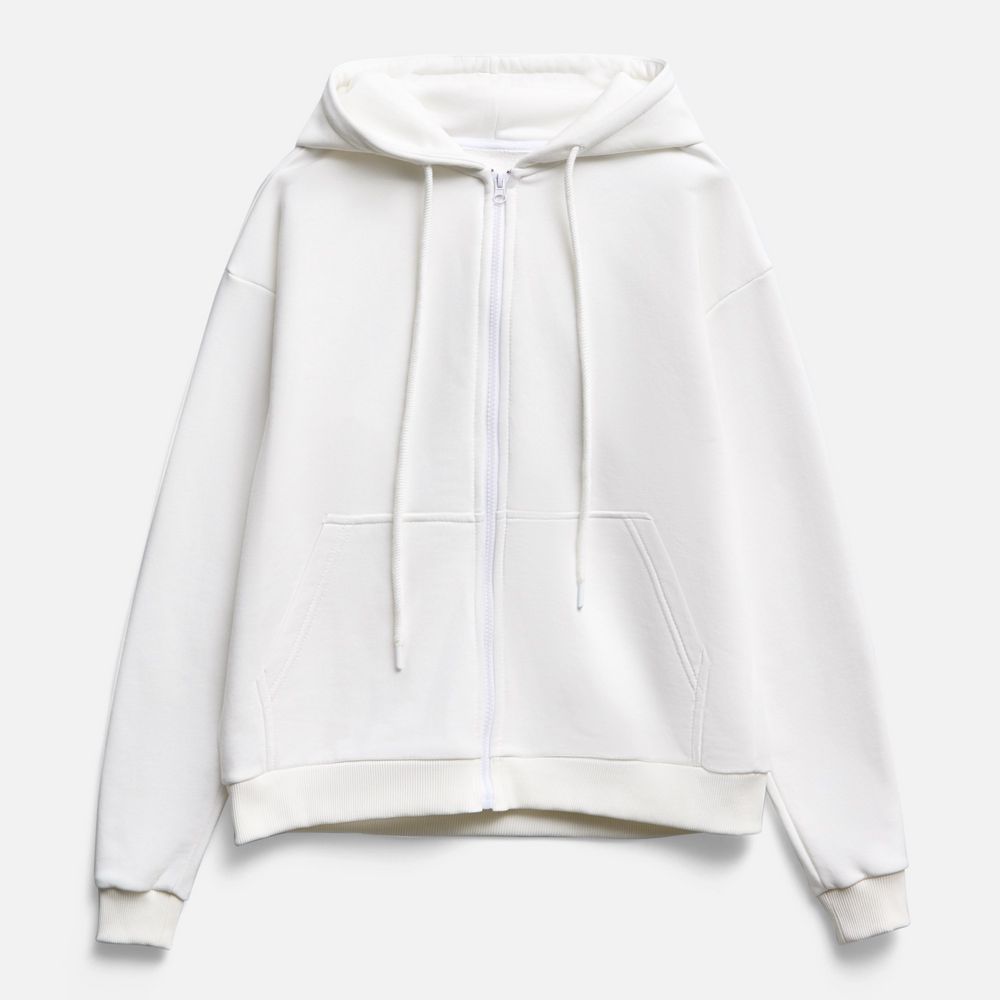 PS1710254210 Molti. Толстовка унисекс оверсайз на молнии Zippy Terry, белая