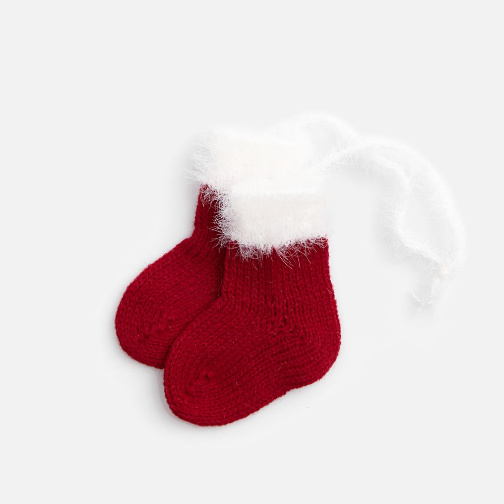 PS1710255192 teplo. Подвеска на елку &laquo;Вьюжка&raquo;, носочки, красная