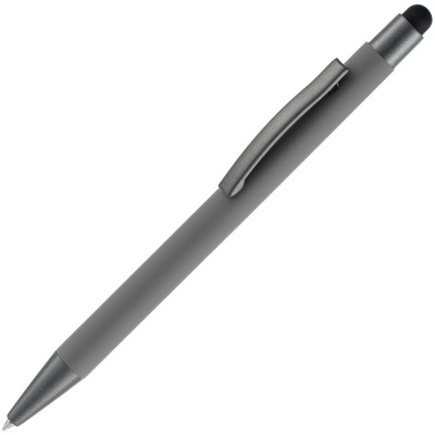 PS2408261508 Open. Ручка шариковая Atento Soft Touch со стилусом, серая