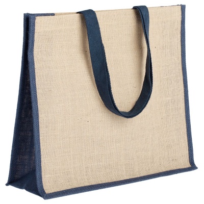 PSBG-BRN6 Холщовая сумка для покупок Bagari с синей отделкой