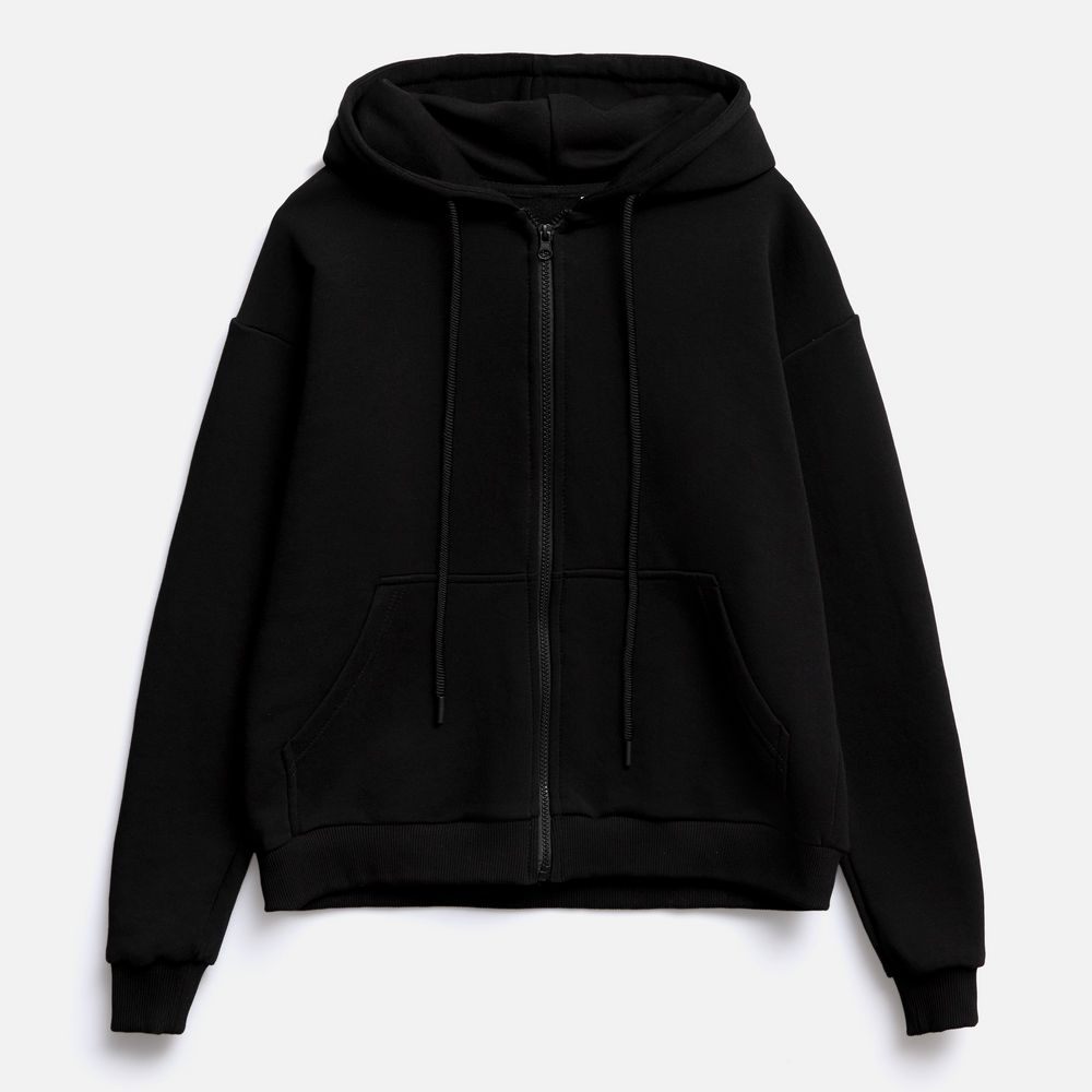 PS1710254206 Molti. Толстовка унисекс оверсайз на молнии Zippy Terry, черная