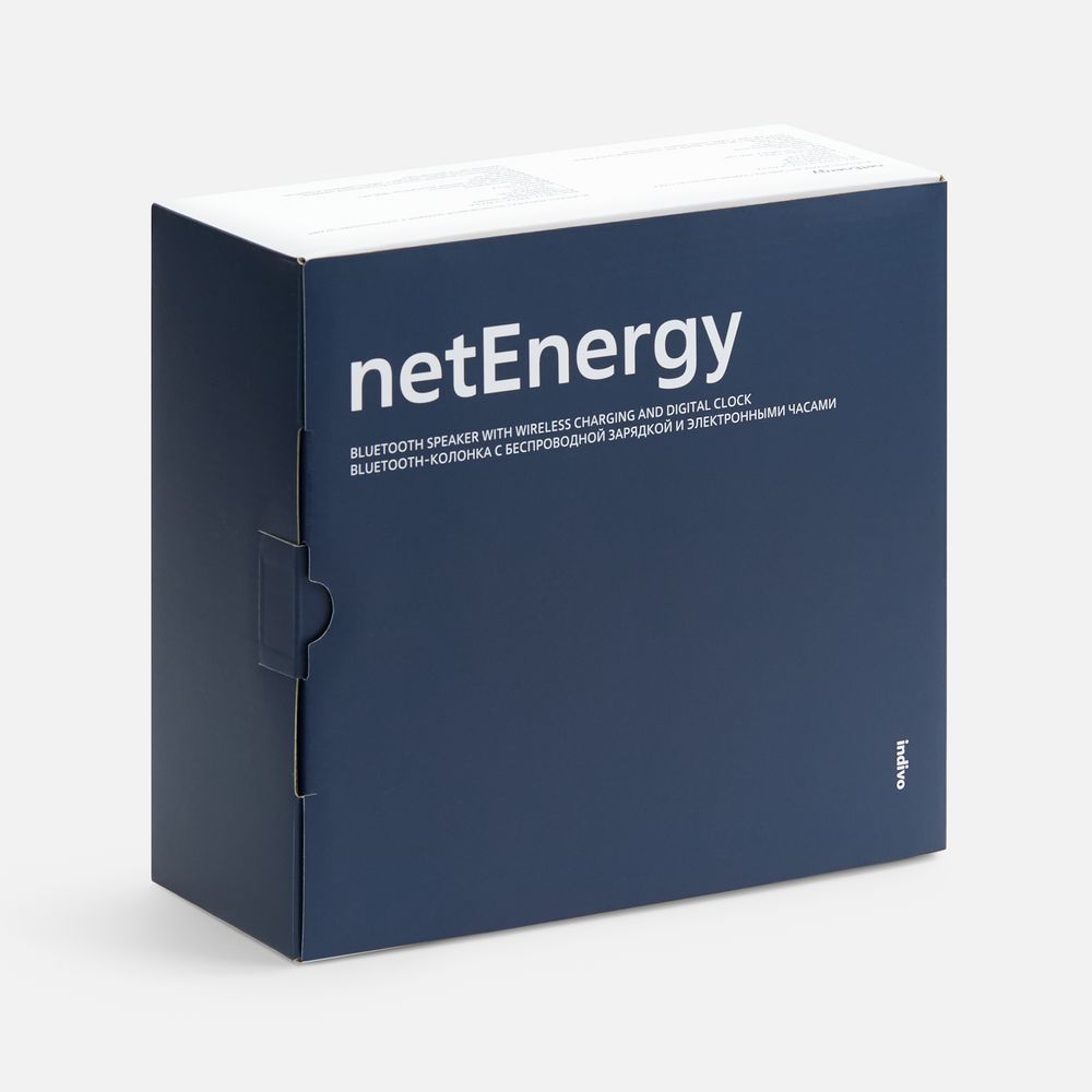 PS1710251377 Indivo. Bluetooth-колонка с беспроводной зарядкой и часами netEnergy, серая