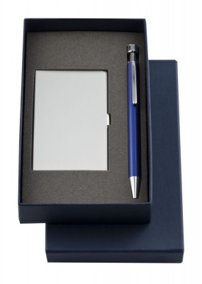 PS15095703 Набор Join: футляр для визиток и шариковая ручка, синий
