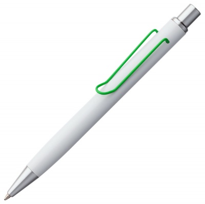PS2006222 Open. Ручка шариковая Clamp, белая с зеленым