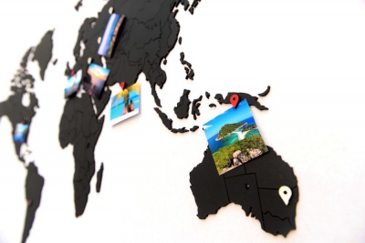 PS2008229 Деревянная карта мира World Map True Puzzle Small, черная