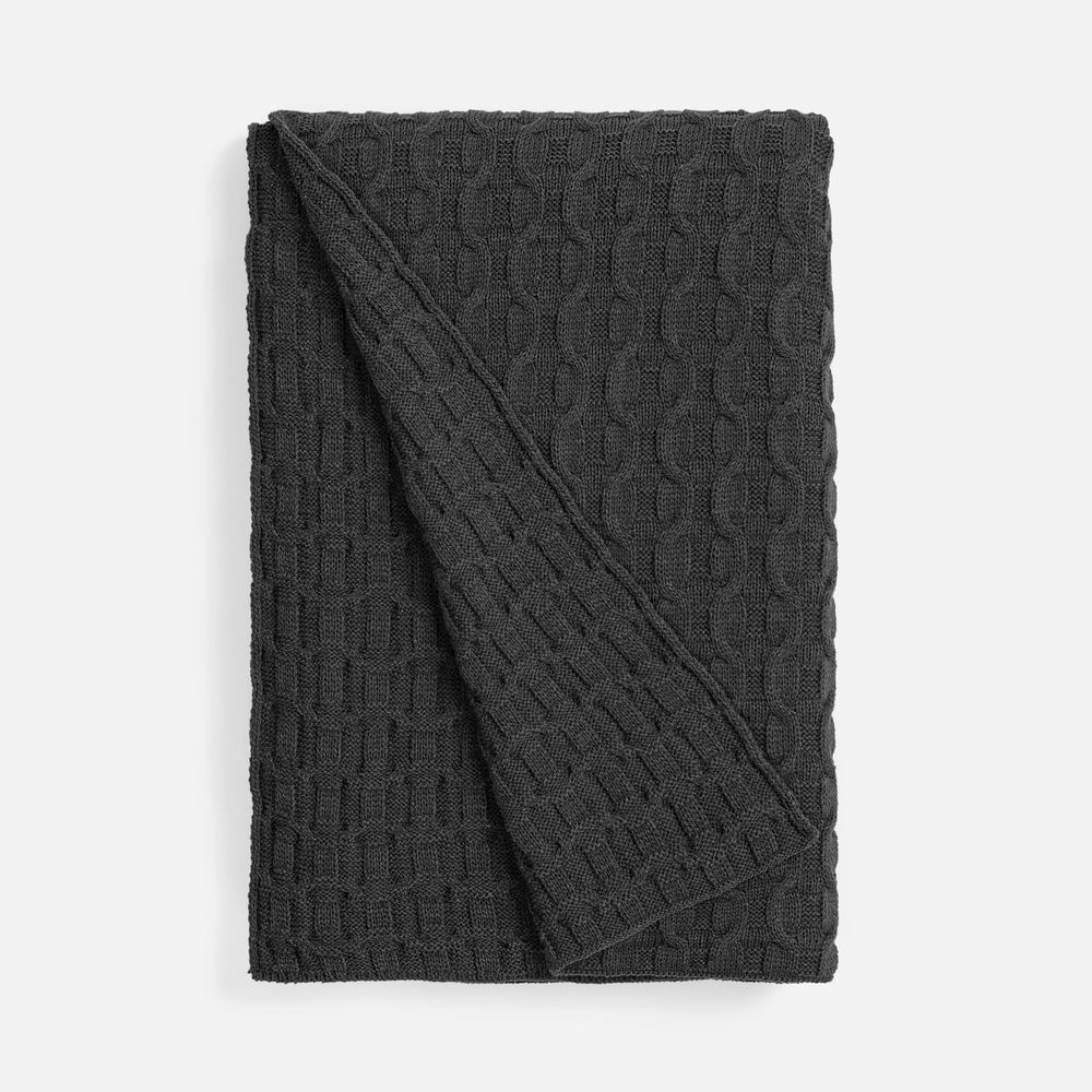 PS1710254836 teplo. Плед Braidera, темно-серый меланж (асфальт)