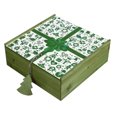 PS2002852 Коробка деревянная, зеленая