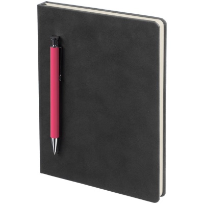 PS2203156336 Контекст. Ежедневник Magnet с ручкой, черный с розовым