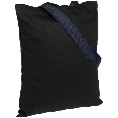 PS2013422 Холщовая сумка BrighTone, черная с темно-синими ручками