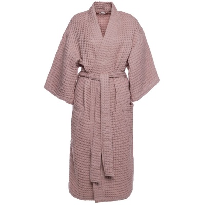 PS2203156888 Халат вафельный женский Boho Kimono, пыльно-розовый