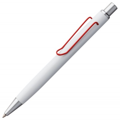 PS2006221 Open. Ручка шариковая Clamp, белая с красным
