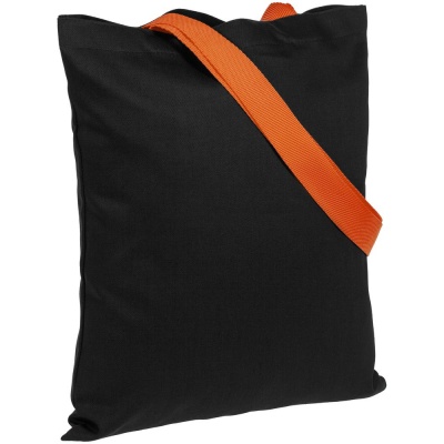 PS2013425 Холщовая сумка BrighTone, черная с оранжевыми ручками