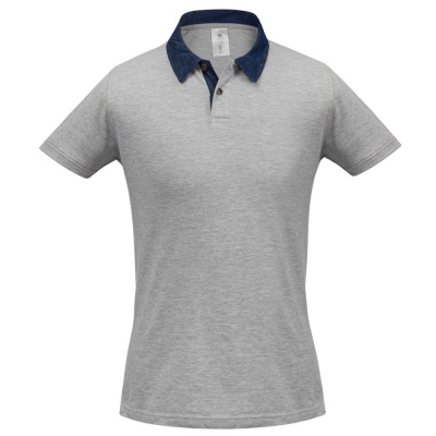 PS183070981 BNC. Рубашка поло мужская DNM Forward серый меланж/синий джинс, размер M