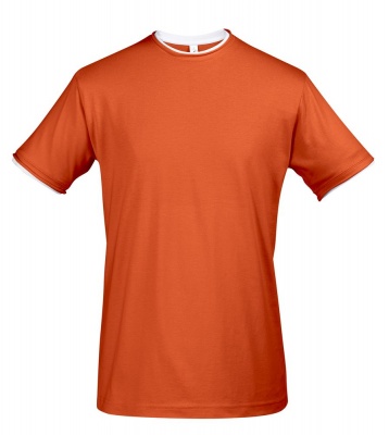 PS13TX-ORG38 Sol&#39;s. Футболка мужская с контрастной отделкой MADISON 170, оранжевый/белый