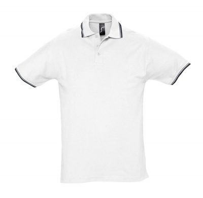 PS14TX-WHT68 Sol&#39;s. Рубашка поло мужская с контрастной отделкой PRACTICE 270, белый/темно-синий