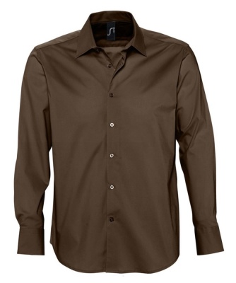 PS1701023368 Sol&#39;s. Рубашка мужская с длинным рукавом BRIGHTON, темно-коричневая