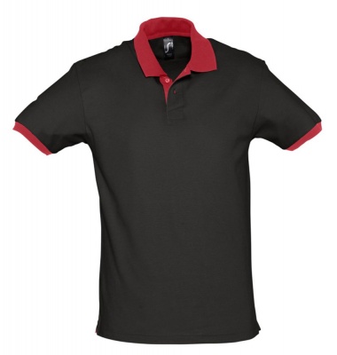 PS14TX-BLK1 Sol&#39;s. Рубашка поло Prince 190, черная с красным