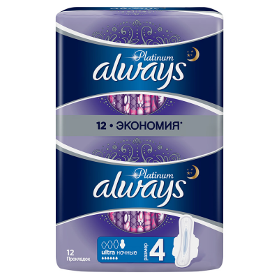 MP200412815 Гигиенические прокладки Platinum Ultra Night ALWAYS, 12 шт