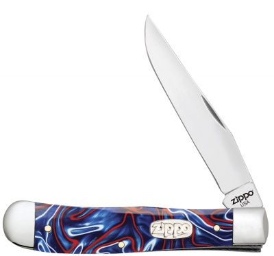 GR220119394 Zippo. Нож перочинный ZIPPO Patriotic Kirinite Smooth Trapper, 105 мм, синий + ЗАЖИГАЛКА ZIPPO 207