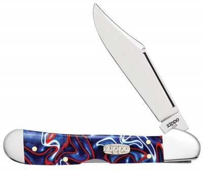 GR220119399 Zippo. Нож перочинный ZIPPO Patriotic Kirinite Smooth Mini Copperlock, 92 мм, синий + ЗАЖИГАЛКА ZIPPO 207