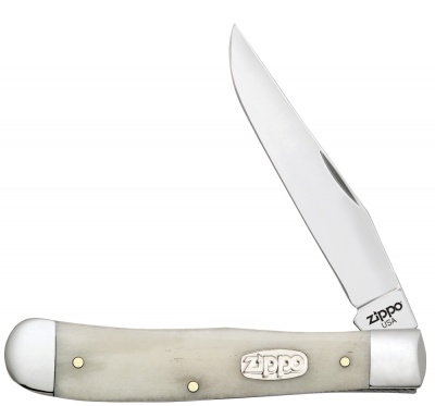 GR220119402 Zippo. Нож перочинный ZIPPO Smooth Natural Bone Trapper, 105 мм, цвет слоновой кости + ЗАЖИГАЛКА ZIPPO 207