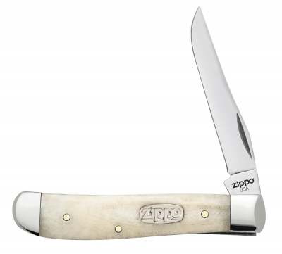 GR220119403 Zippo. Нож перочинный ZIPPO Smooth Natural Bone Mini Trapper, 89 мм, цвет слоновой кости + ЗАЖИГАЛКА 207