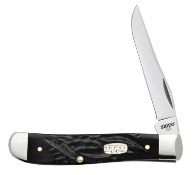 GR220119407 Zippo. Нож перочинный ZIPPO Rough Black Synthetic Mini Trapper, 89 мм, чёрный + ЗАЖИГАЛКА ZIPPO 207