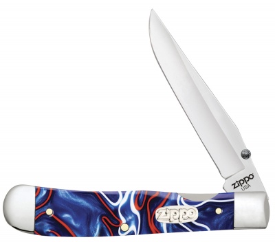GR220119410 Zippo. Нож перочинный ZIPPO Patriotic Kirinite Smooth Trapperlock, 105 мм, синий + ЗАЖИГАЛКА ZIPPO 207