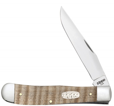 GR220119414 Zippo. Нож перочинный ZIPPO Natural Curly Maple Wood Trapper, 105 мм, бежевый + ЗАЖИГАЛКА ZIPPO 207