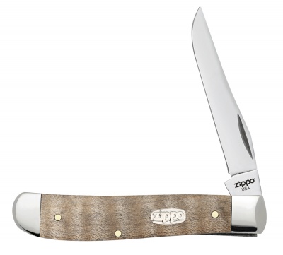GR220119415 Zippo. Нож перочинный ZIPPO Natural Curly Maple Wood Mini Trapper, 89 мм, бежевый + ЗАЖИГАЛКА ZIPPO 207