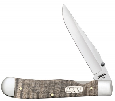 GR220119416 Zippo. Нож перочинный ZIPPO Natural Curly Maple Wood Trapperlock, 105 мм, бежевый + ЗАЖИГАЛКА ZIPPO 207