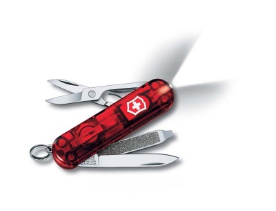 VX2N-RED21 Victorinox Swiss Lite. Нож-брелок VICTORINOX Swiss Lite, 58 мм, 7 функций, полупрозрачный красный