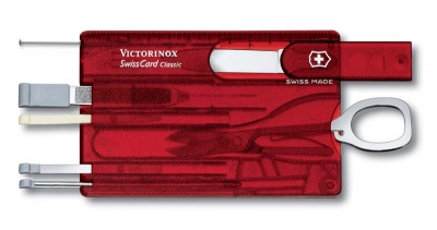 VX21S-RED3 Victorinox SwissCard. Швейцарская карточка VICTORINOX SwissCard Classic, 10 функций, полупрозрачная красная