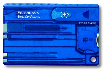 VX21012055 Victorinox. Швейцарская карточка VICTORINOX SwissCard Quattro, 14 функций, полупрозрачная синяя