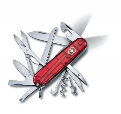 VX5N-RED4 Victorinox Huntsman. Нож перочинный VICTORINOX Huntsman Lite, 91 мм, 21 функция, полупрозрачный красный