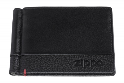 GR220119205 Zippo. Зажим для денег ZIPPO с защитой от сканирования RFID, чёрный, натуральная кожа, 11x1x8,2 см