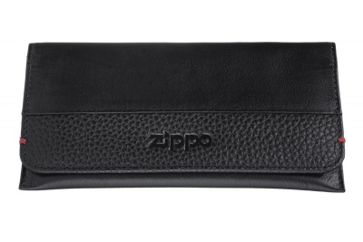 GR220119206 Zippo. Кисет для табака ZIPPO, чёрный, натуральная кожа, 15,5x1,2x8 см