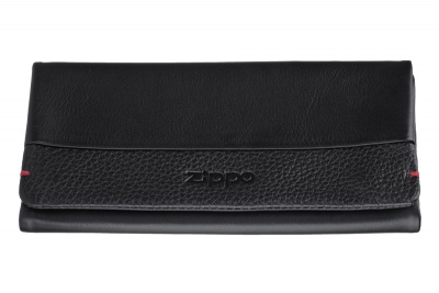 GR220119207 Zippo. Кисет для табака ZIPPO, чёрный, натуральная кожа, 17x2x8,5 см