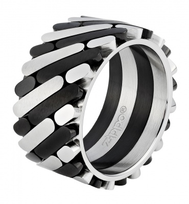 GR220119328 Zippo. Кольцо ZIPPO, серебристо-чёрное, нержавеющая сталь, 1,2x0,25 см, диаметр 17,8 мм